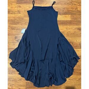 Jewel Badgley Mischka Asymmetrical Ruffle Slip Dress Navy Women’s Size 16 NWT